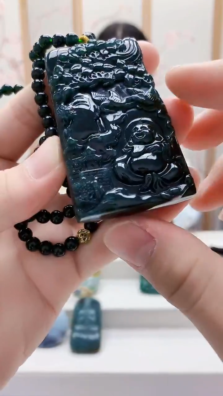 未镶嵌定制翡翠4812bb-毛货挂件58赠珠链