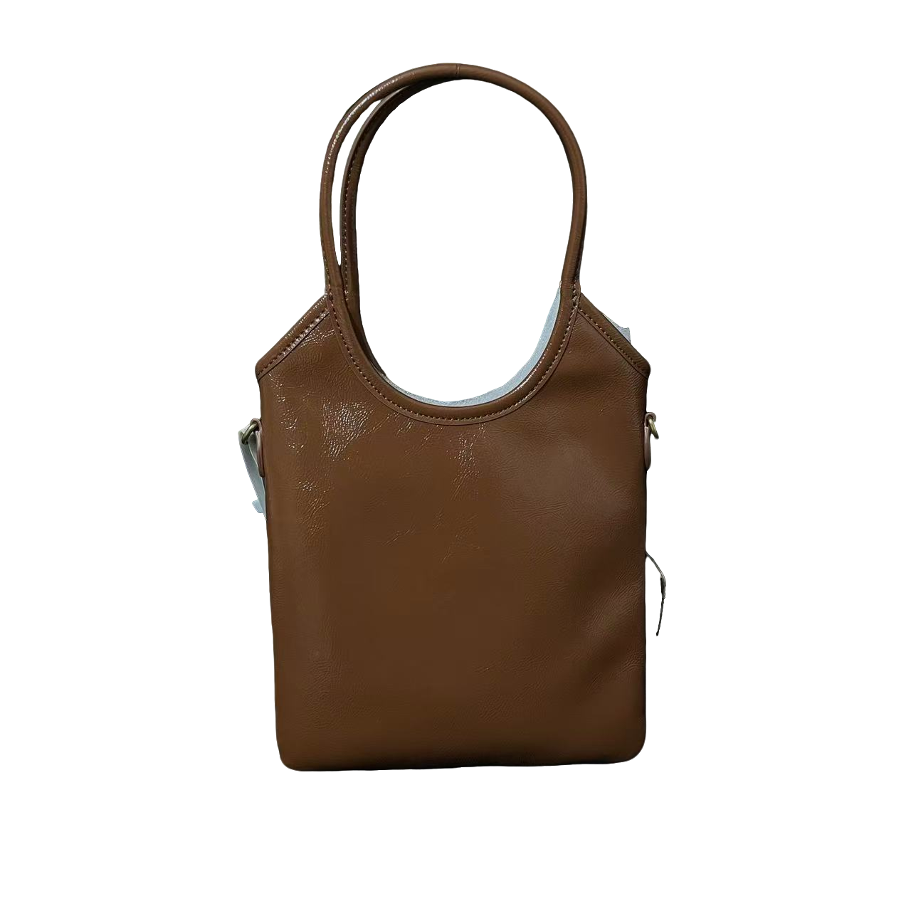 LQ-刘浩存同款-手提亮面hobo-棕色-0485