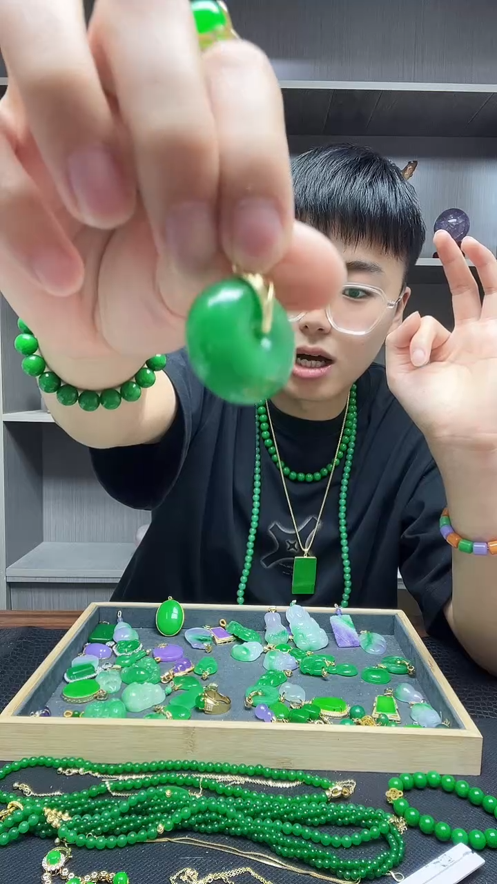 翡翠14K金镶嵌吊坠(赠链)吊坠