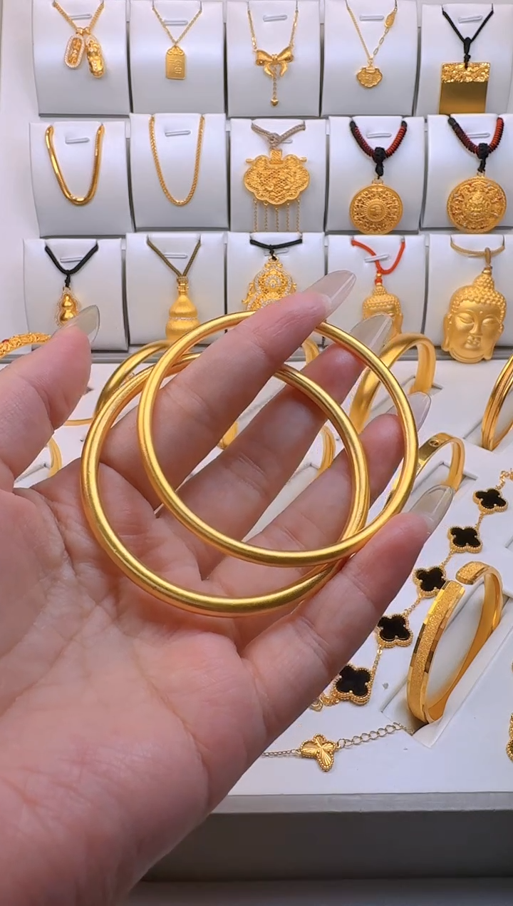 吊坠足银无古法素圈手镯 总重30g 外1.7g