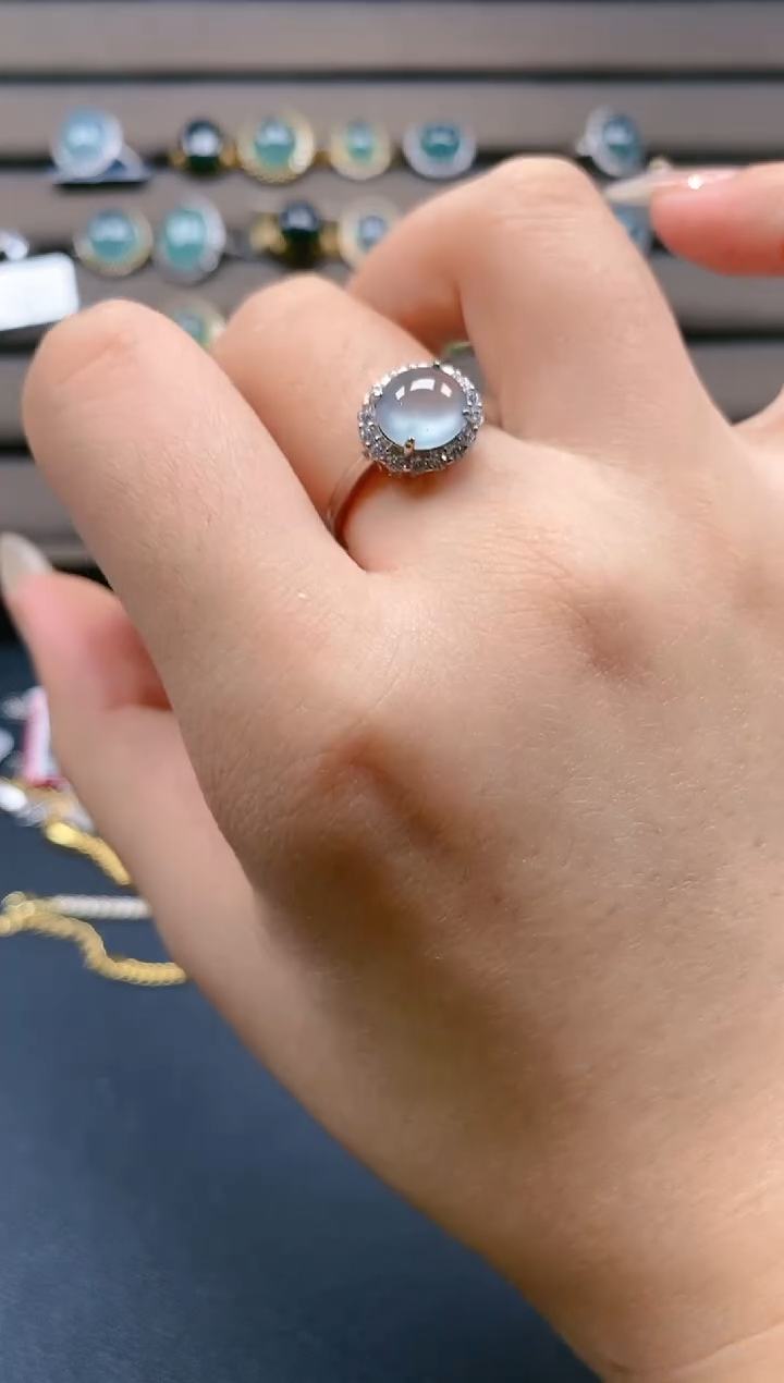 翡翠戒指银S925镶嵌1221