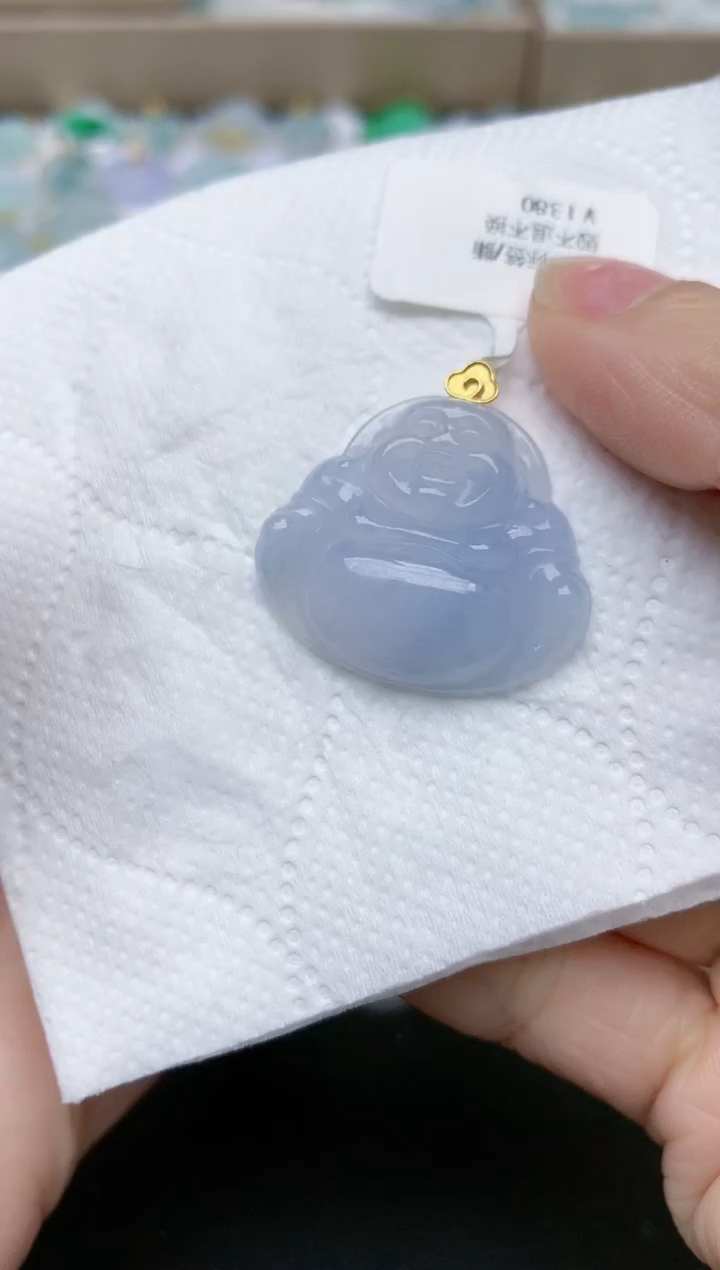 翡翠18K金镶嵌颈饰天然翡翠A货