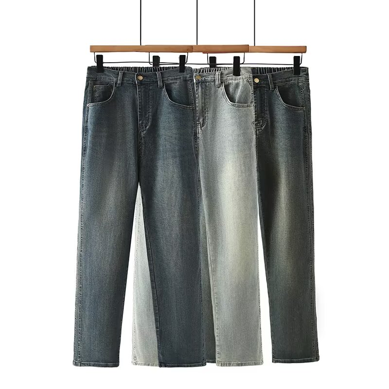 卡洛町大码女装110-205斤夏季新款时尚百搭高腰直筒牛仔裤89111