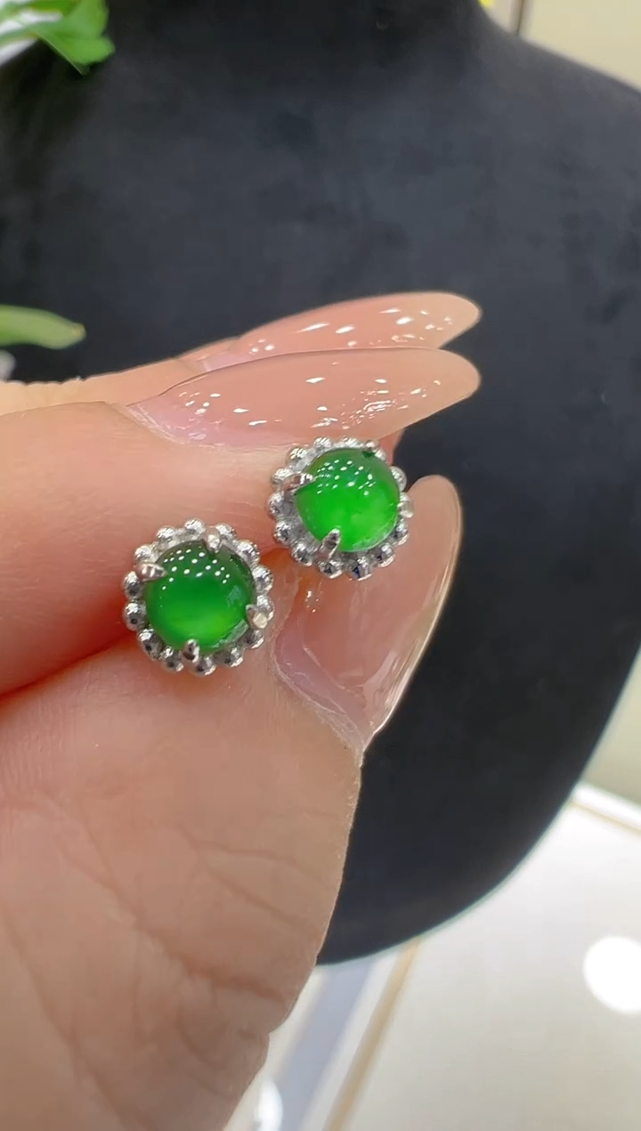 翡翠银S925镶嵌耳饰团购多样性发一件