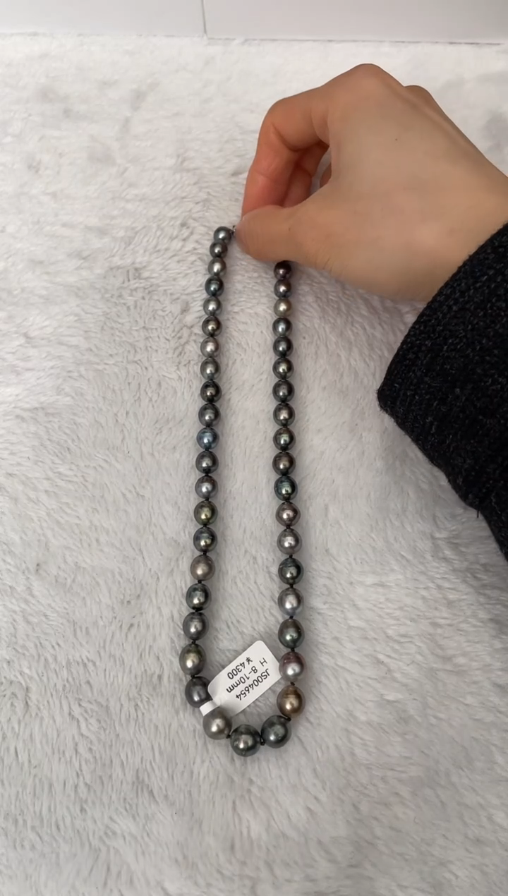 【闪购商品】海水珍珠项链银S925镶嵌大溪地8-10mm（多样性发一）