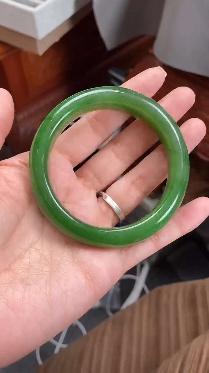 未镶嵌手镯和田玉（碧玉）花***依和田玉碧玉手镯58.6mm