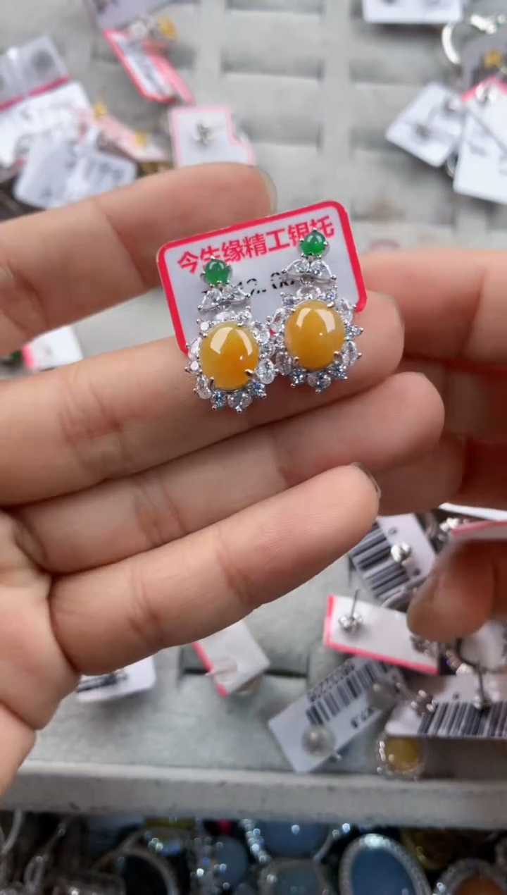 银S925镶嵌戒指翡翠666---1