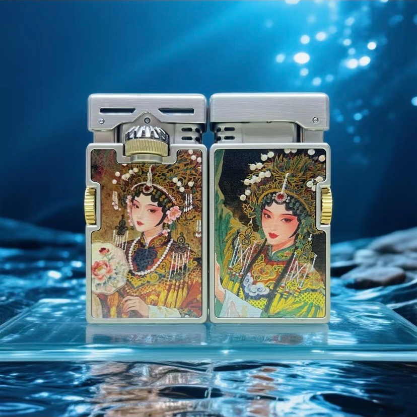 个性防风创意打火机高档描金花旦国潮元素国风送礼佳品