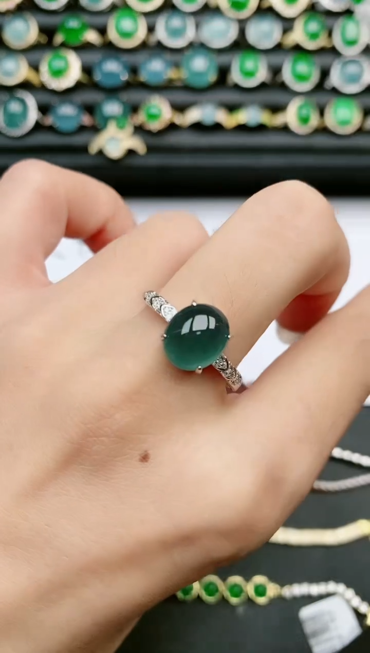 翡翠戒指银S925镶嵌11111