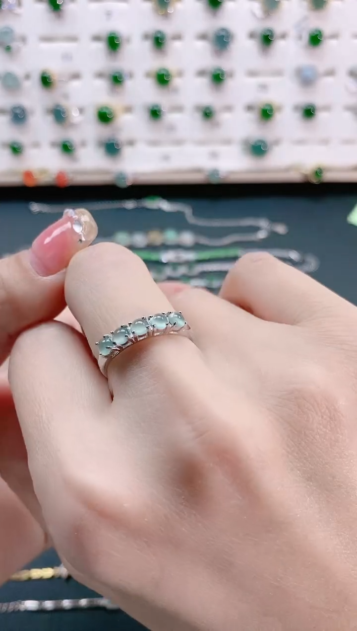 【闪购商品】翡翠戒指银S925镶嵌天然翡翠