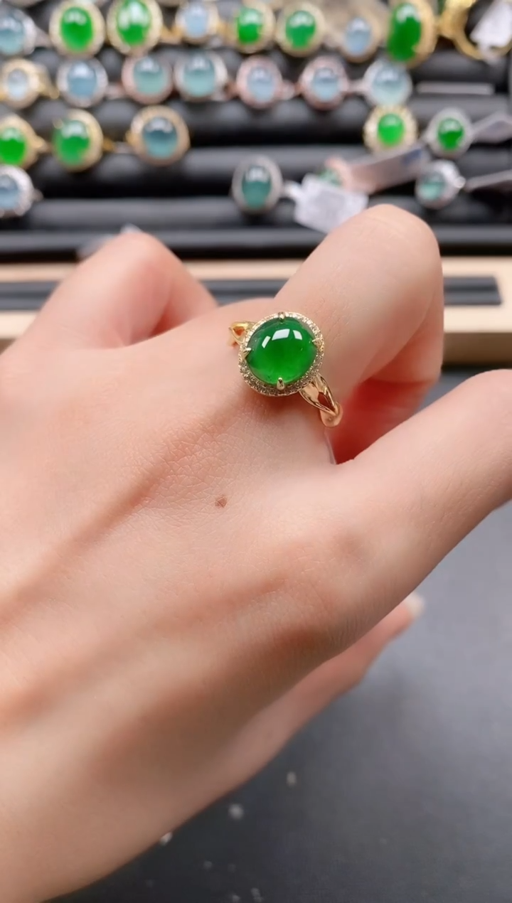 银S925镶嵌戒指翡翠111