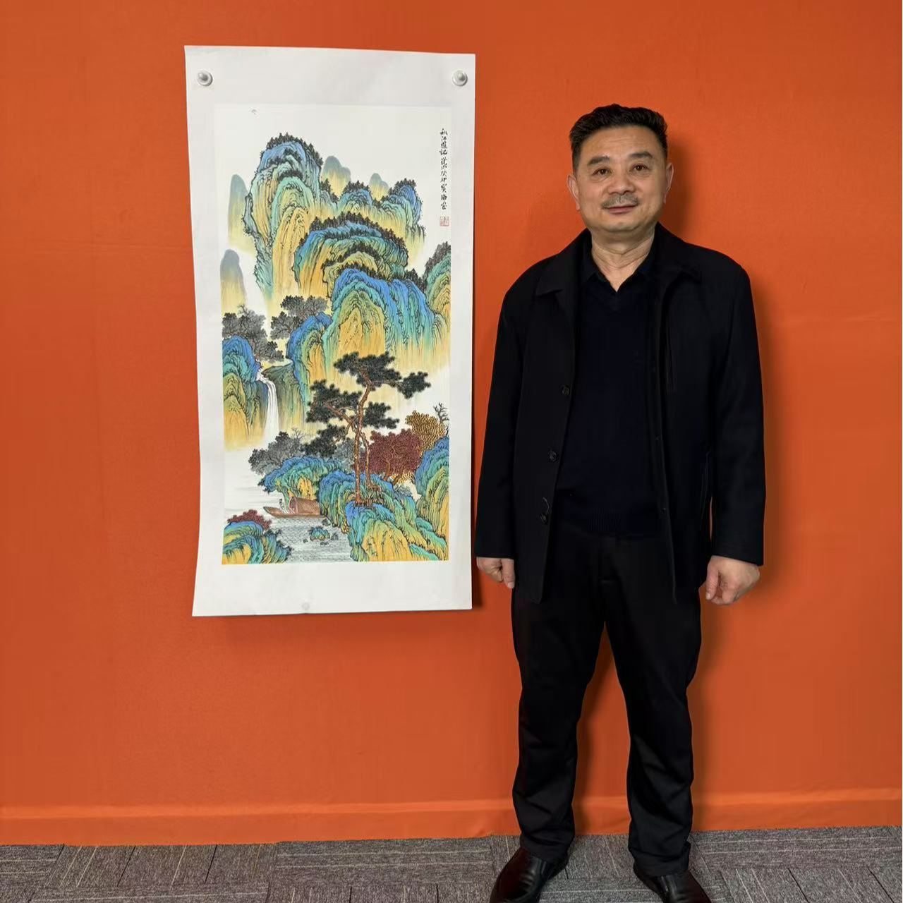 秋江游记4.5平方尺绘画手绘