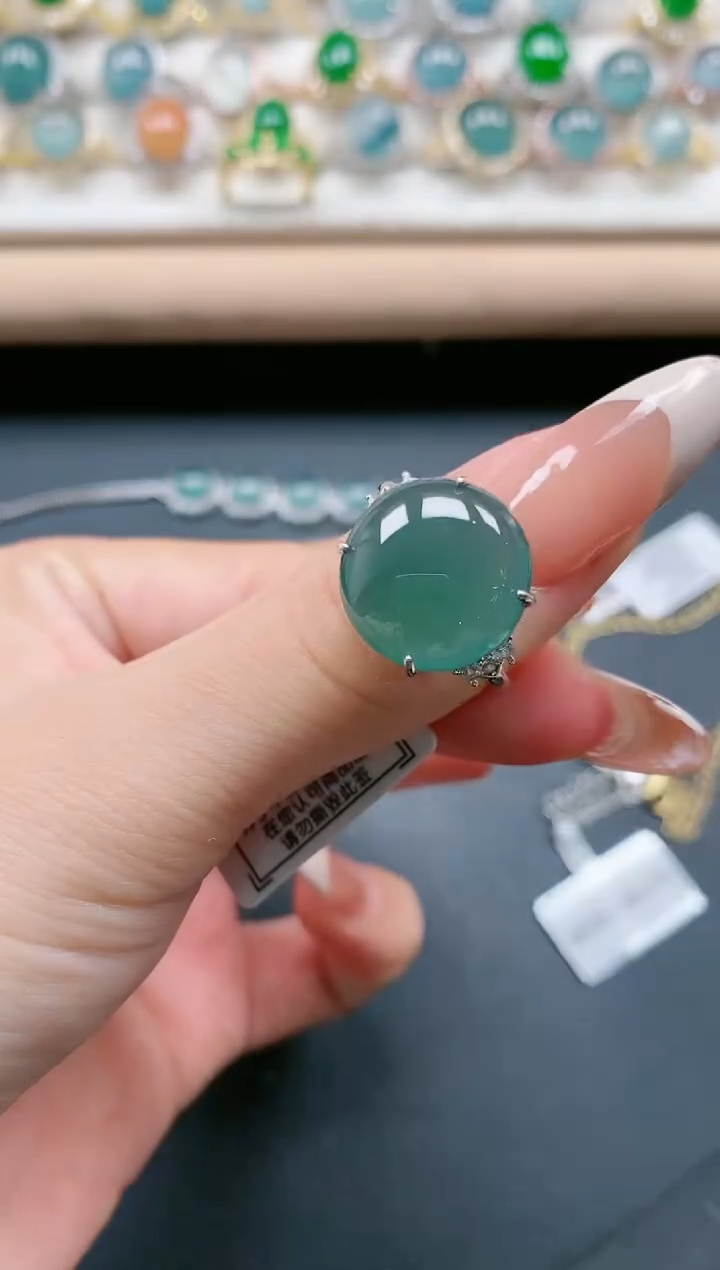 【闪购商品】翡翠戒指银S925镶嵌111111