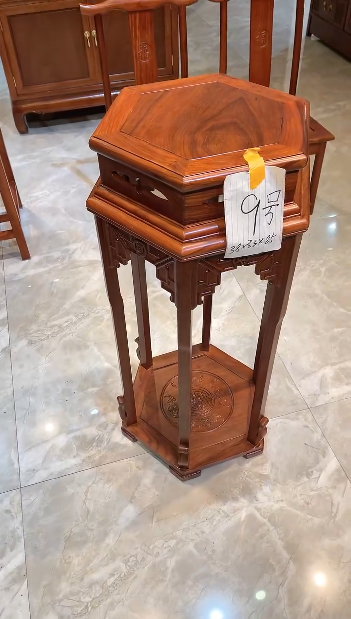 花梨木类成套家具心*大六角花架38*33*85