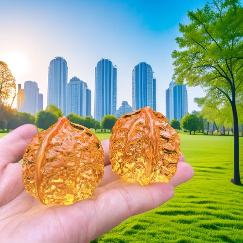 琉璃水晶核桃摆件办公室桌面新款摆件按摩手球送礼收藏解压手把件