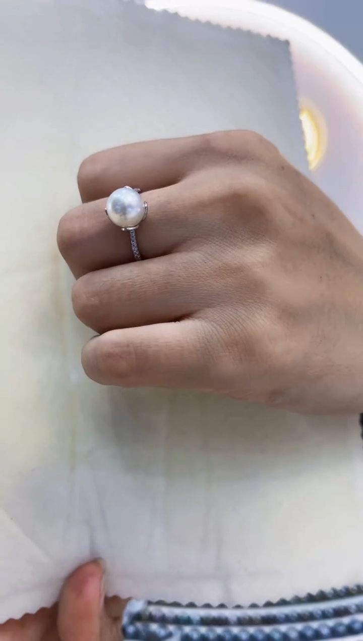 【闪购商品】海水珍珠戒指银S925镶嵌澳白 9-10mm
