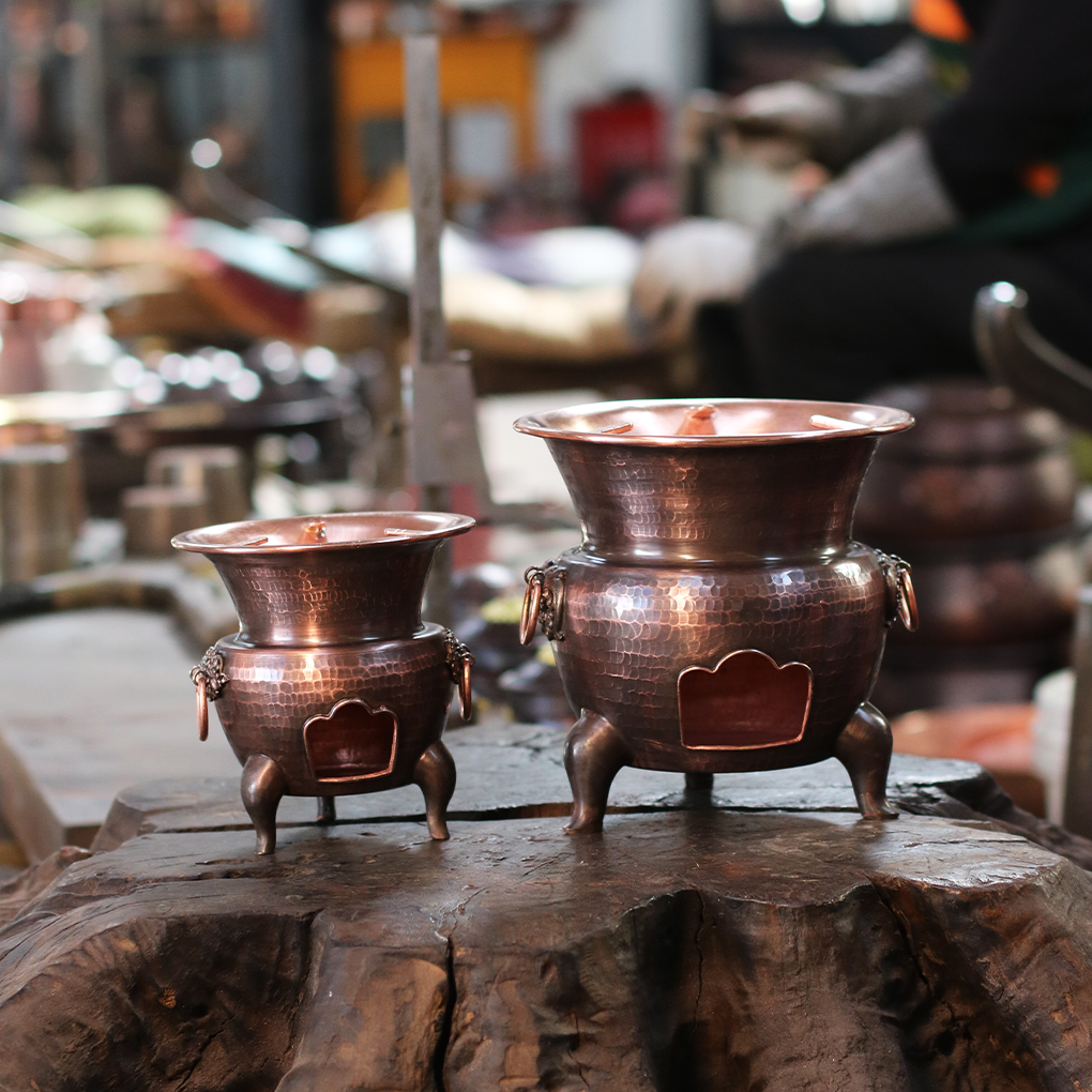 紫铜加厚小炭炉围炉煮茶小火炉取暖烤火烧水多用途家用户外室内