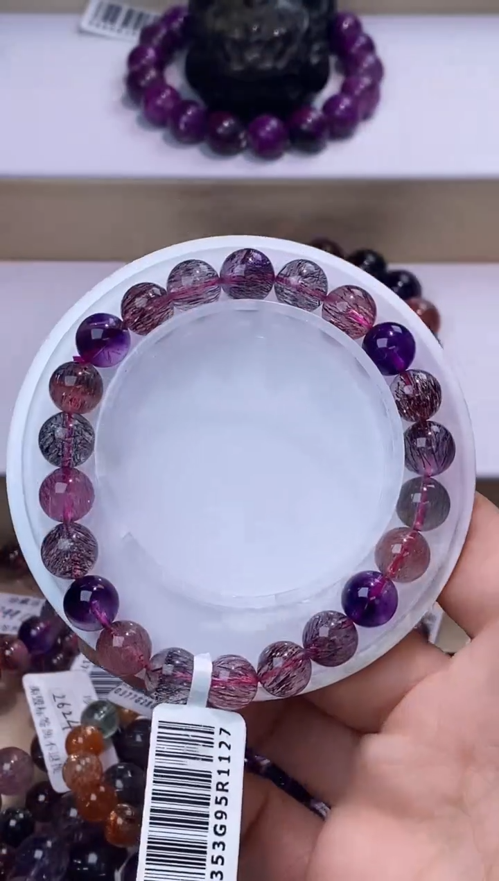 【闪购商品】水晶手链未镶嵌黑加仑超七单圈9m+