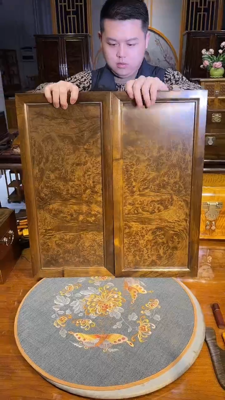 乌木类成套家具瘤疤挂屏一对 s27