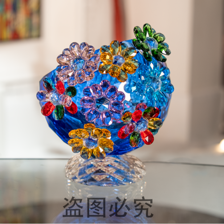 【春日花园-蓝】高颜值家用轻奢精品艺术高档水晶琉璃摆件LF0265