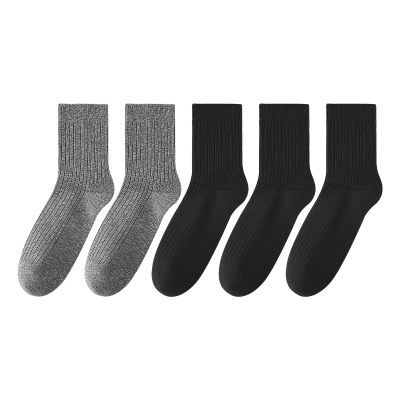 10A抗菌长绒棉双针男士长筒袜5双装