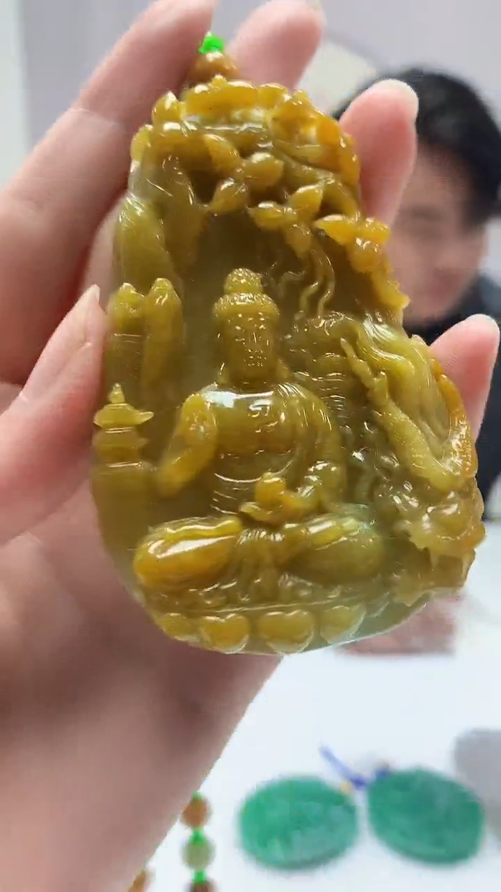 【闪购商品】定制翡翠未镶嵌5060zm-毛货赠珠链观音53