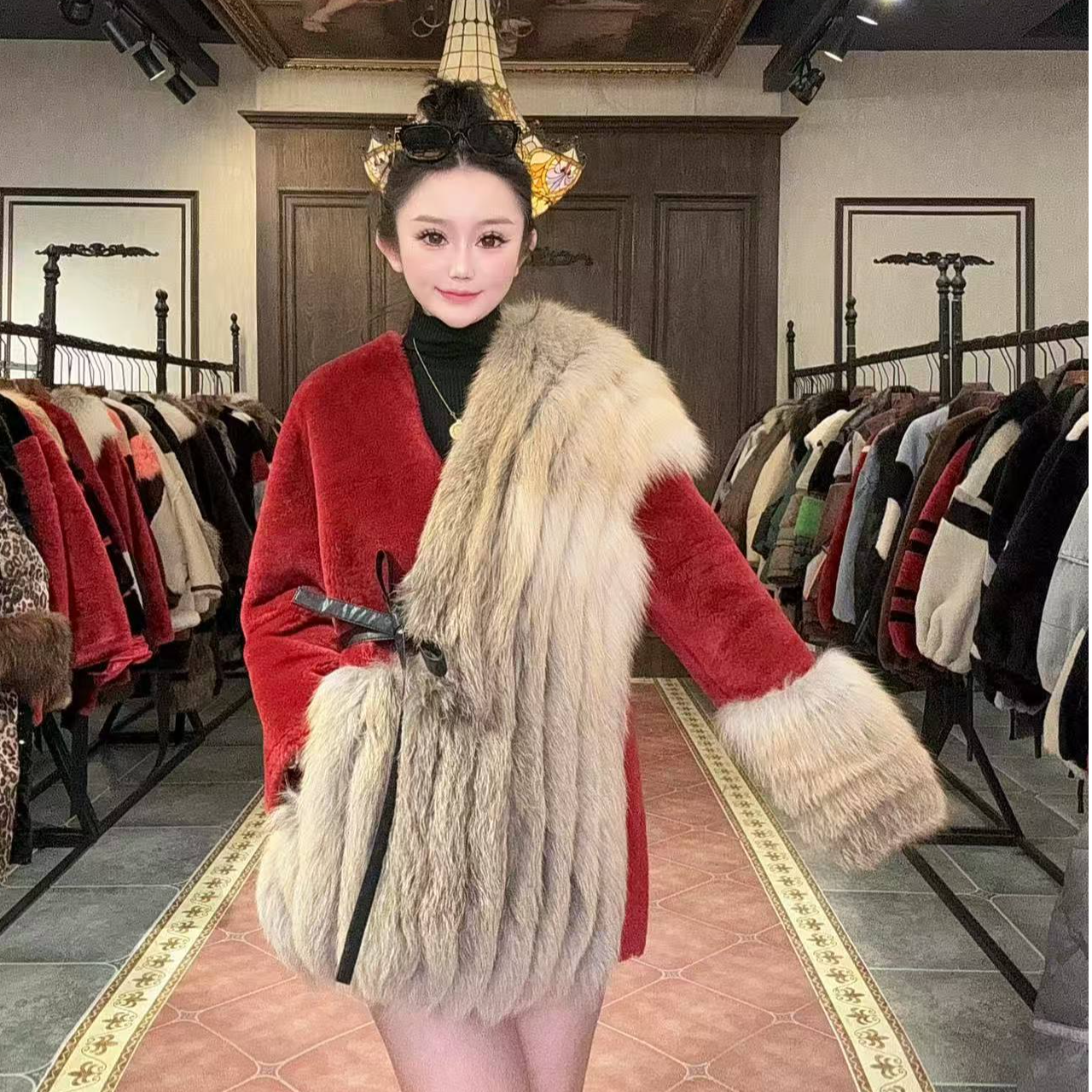 【DCP•Flagship store】 21943-C 2025新款时尚狐狸毛皮毛一体外套
