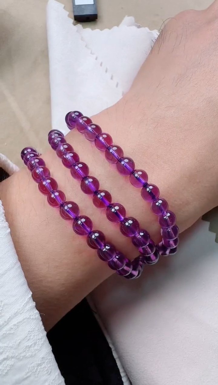 水晶手链未镶嵌紫水晶多圈多样性发其一