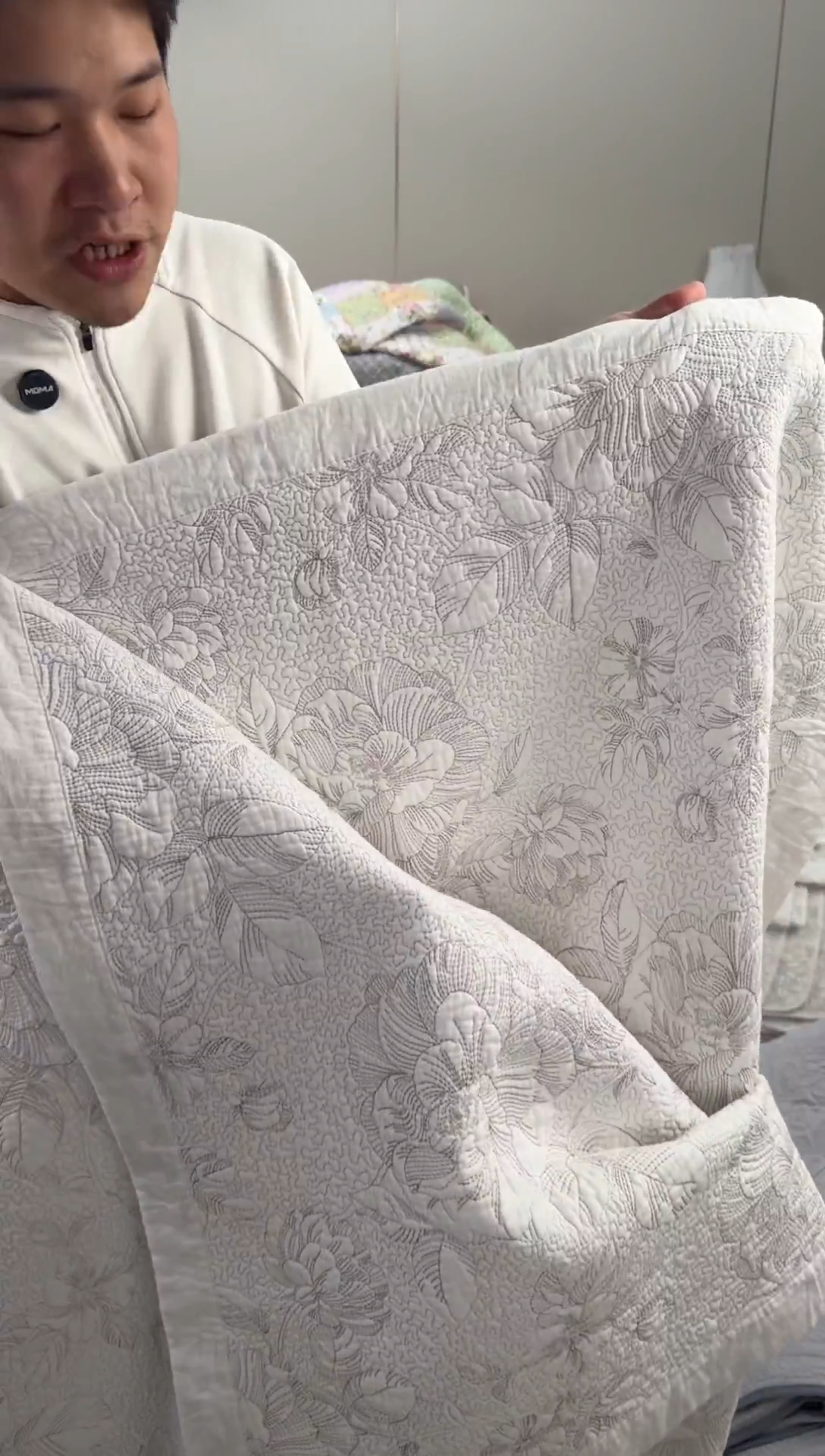 棉白盏花230*250单床盖纯棉