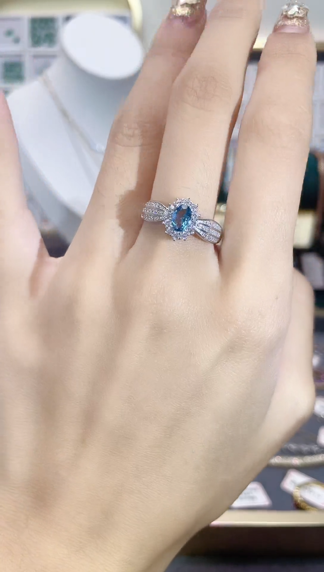 托帕石戒指银S925镶嵌天然宝石