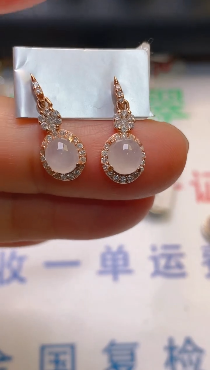 【闪购商品】翡翠耳饰银S925镶嵌天然A货翡翠1