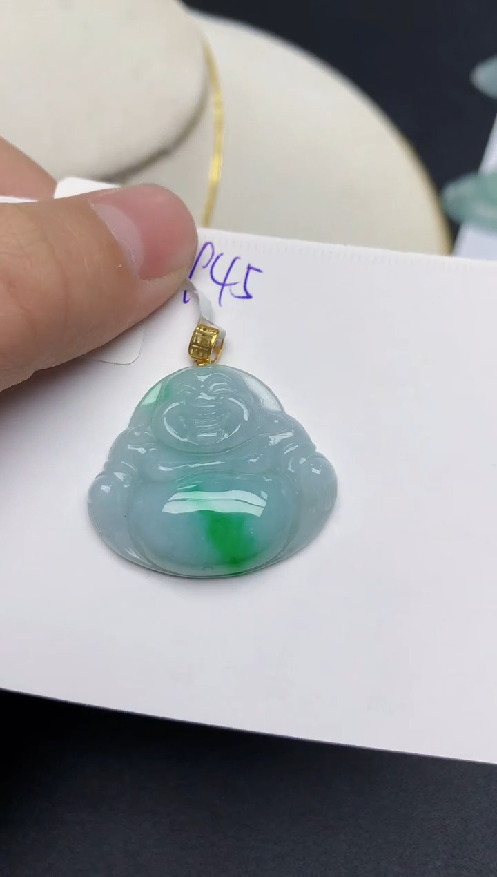 颈饰18K金镶嵌翡翠 天然缅甸A货翡翠百元以上9元证书费自理