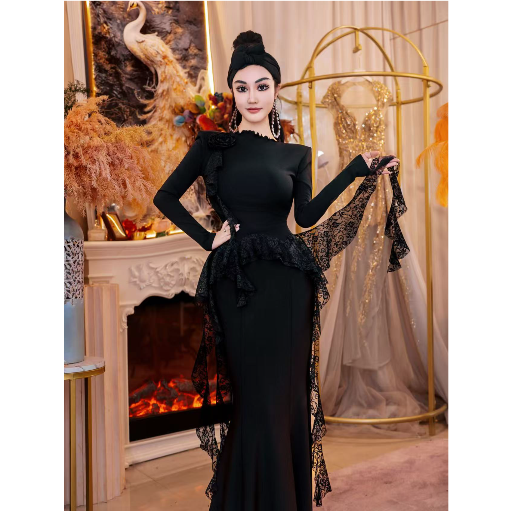 【星姐推荐】星原创高级定制【墨玫直角】设计师轻奢名媛加绒保暖上衣