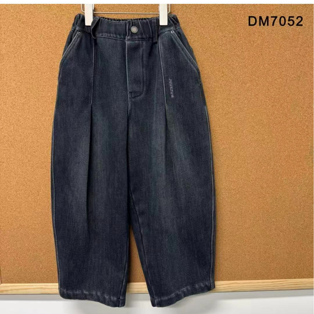 久坐中大童25年深秋冬新款加绒牛仔裤7052