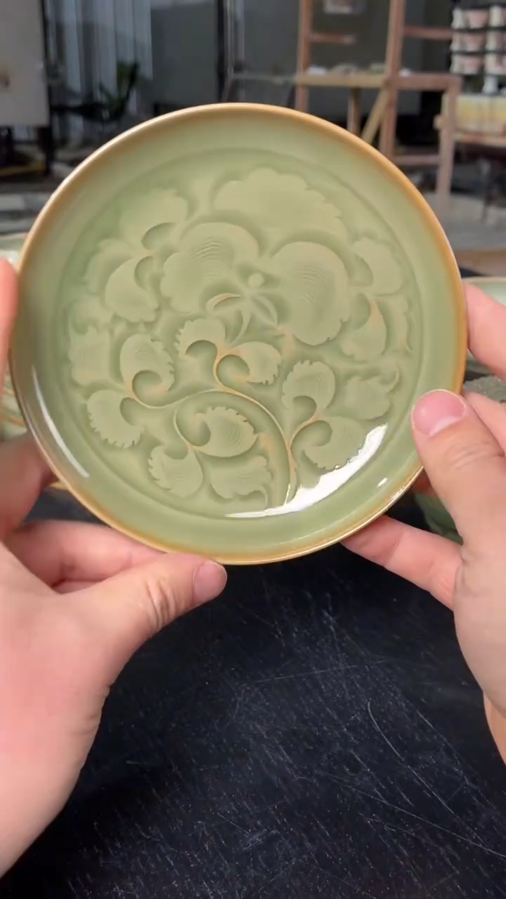 耀州窑仰山缠枝牡丹小壶承037