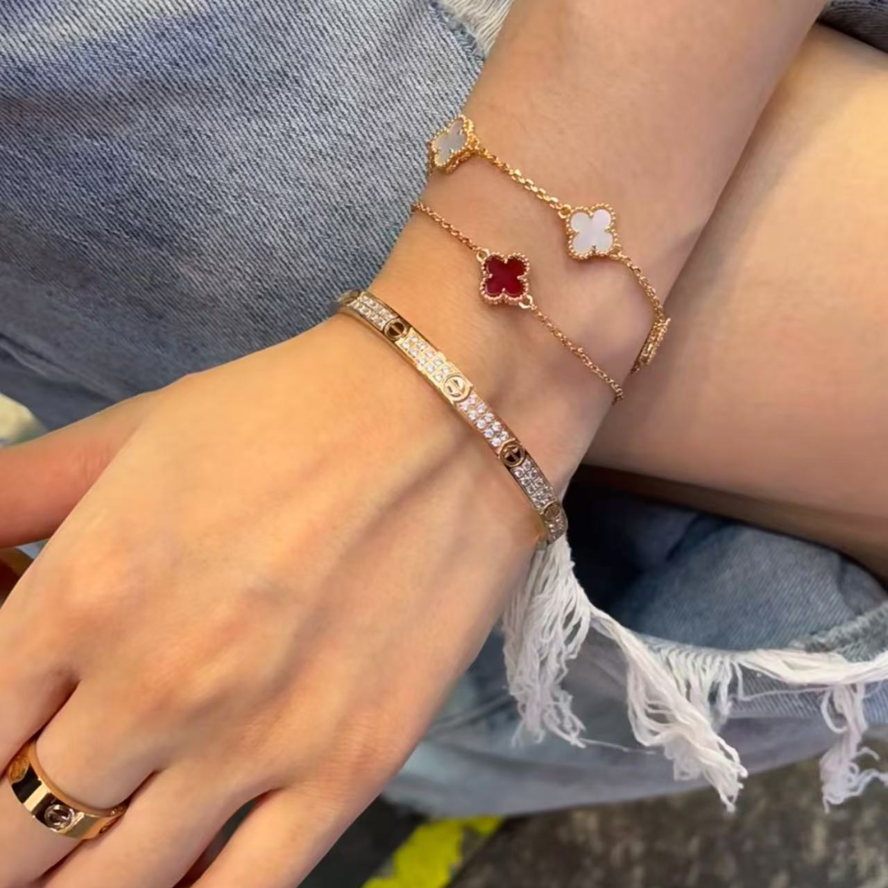  #粉色专享# 004 轻奢单花手链 珍珠手链百搭时尚款