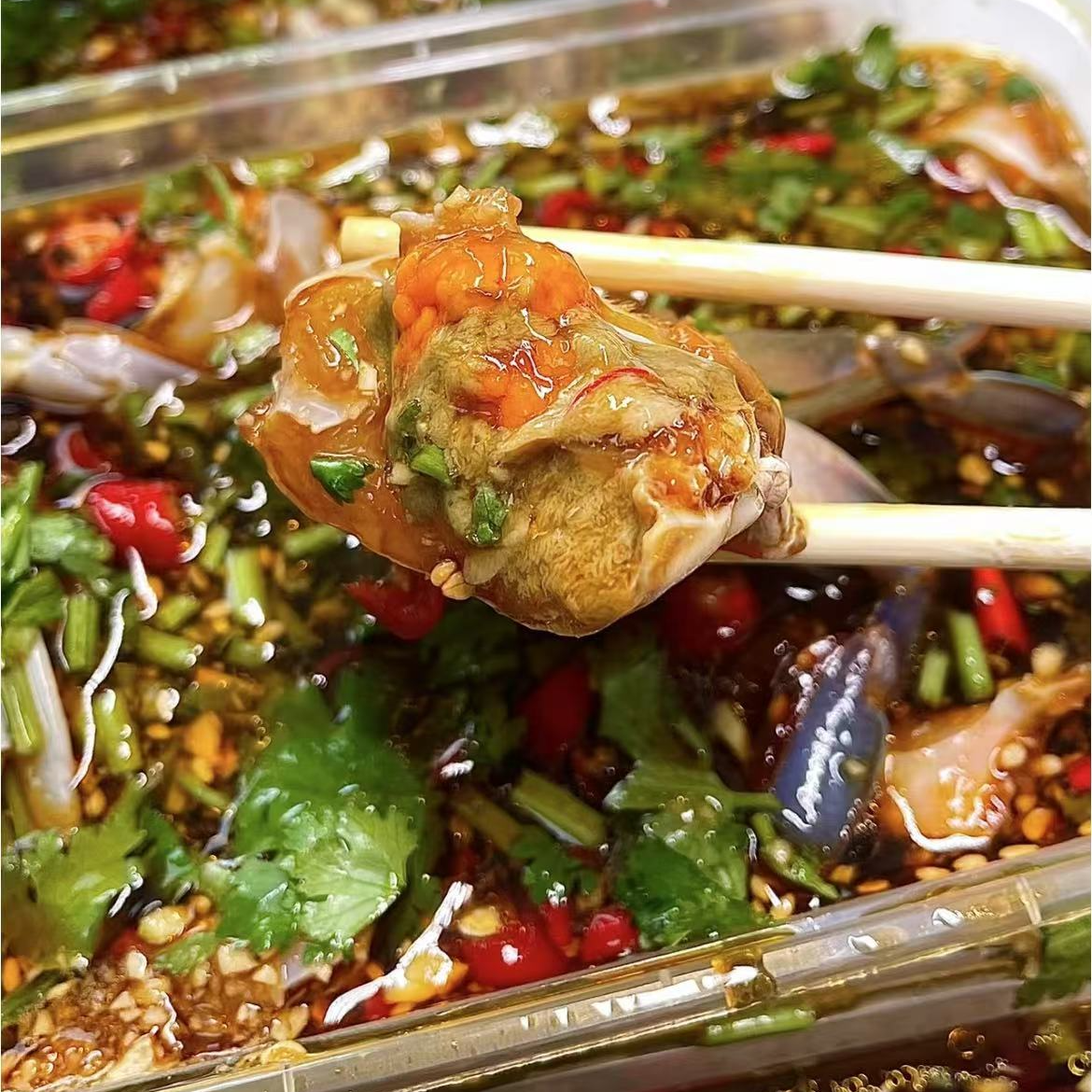 追剧下酒神器生腌光头蟹肉块2桶共1100g肉质新鲜无异味顺丰海鲜