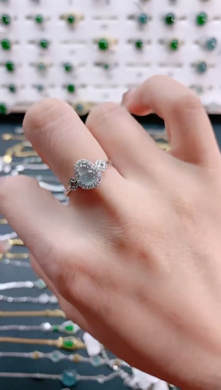 【闪购商品】翡翠戒指银S925镶嵌天然翡翠