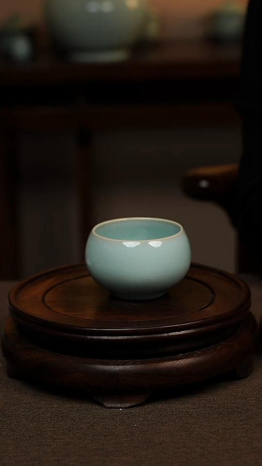 瓷片天青色禅定杯100ml微瑕不带礼盒