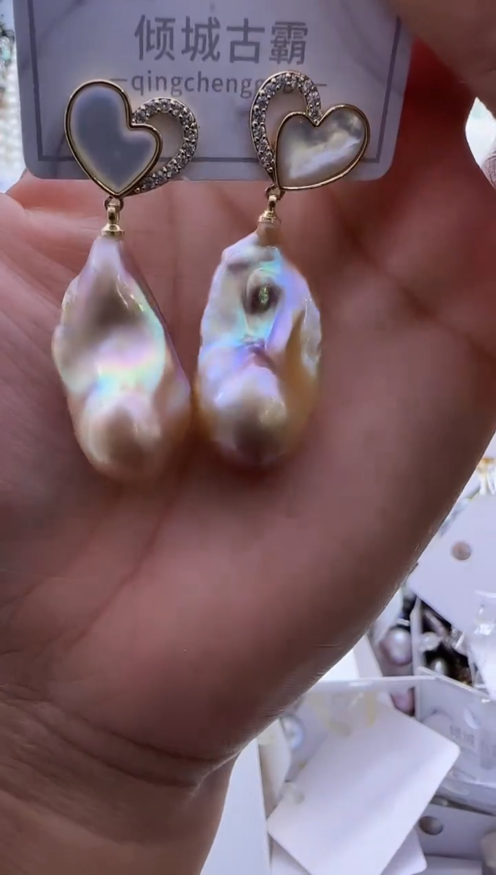 【闪购商品】淡水珍珠耳饰银S925镶嵌14