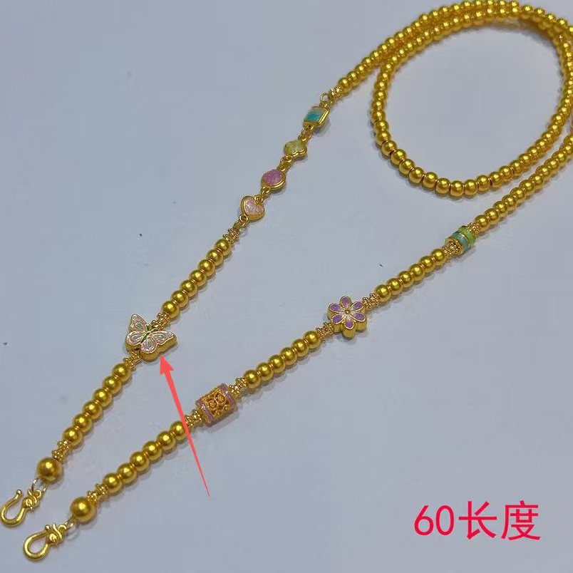 福满圆珠宝 足金999投资金 蝴蝶几何双钩项链60CM（多退少补）