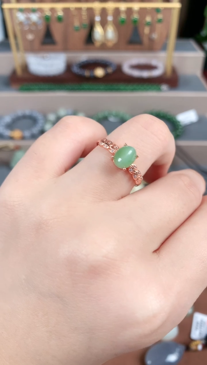 银S925镶嵌戒指和田玉1