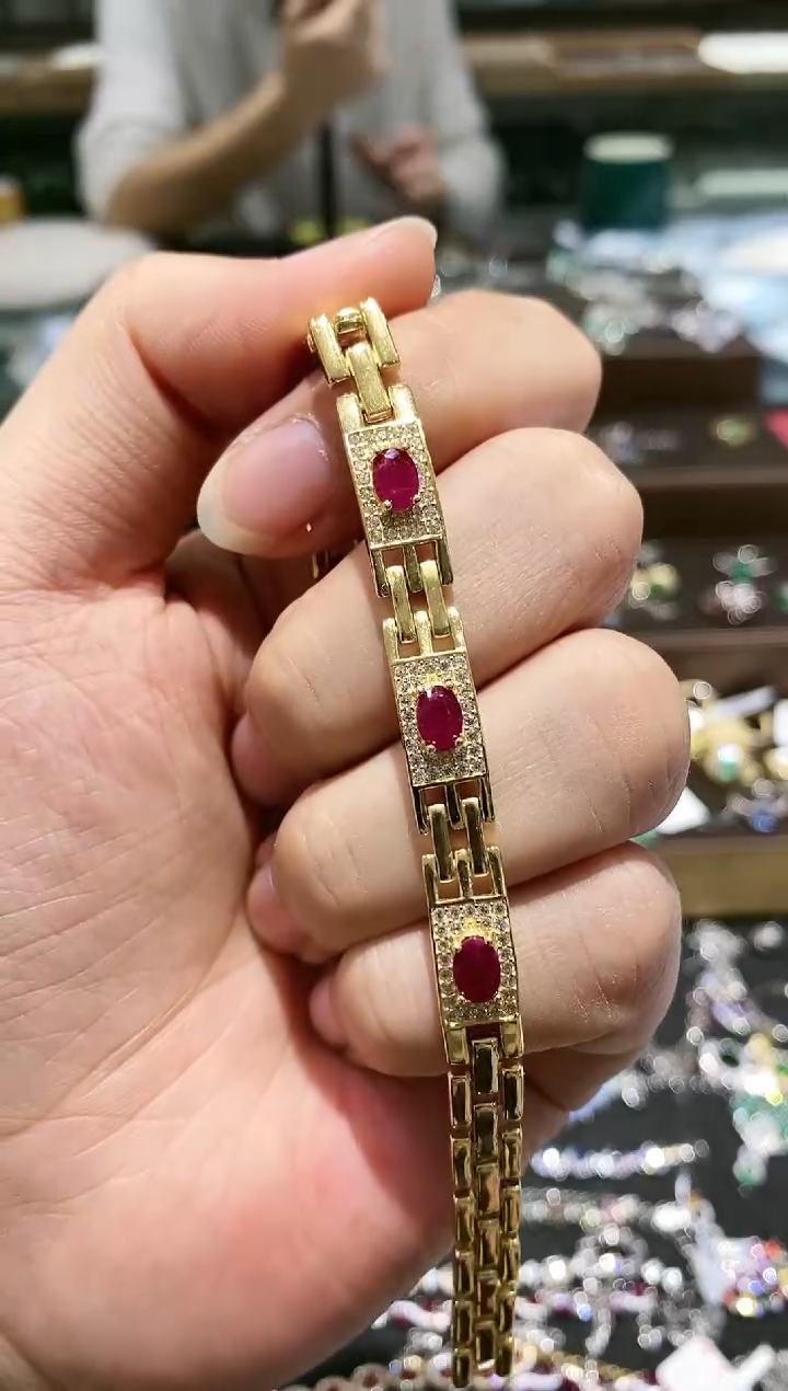【闪购商品】红宝石手链银S925镶嵌手链