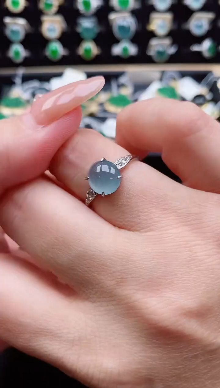 银S925镶嵌戒指翡翠1