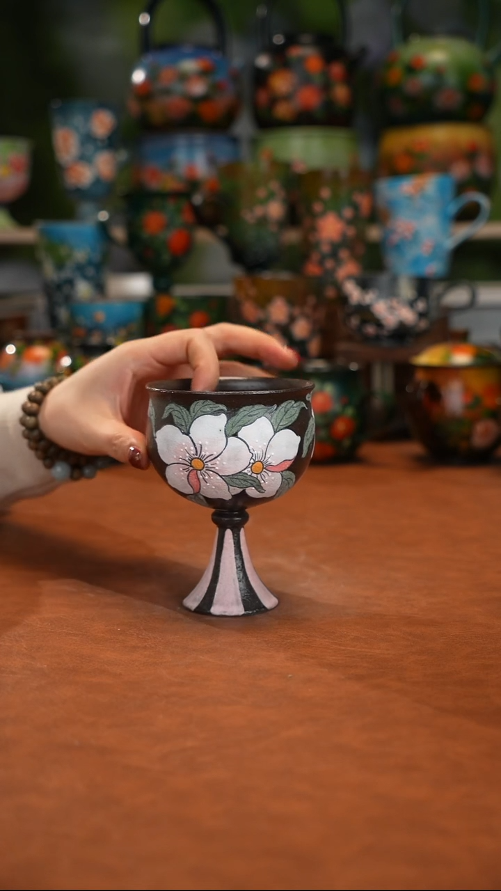 紫砂油画釉下彩手绘
