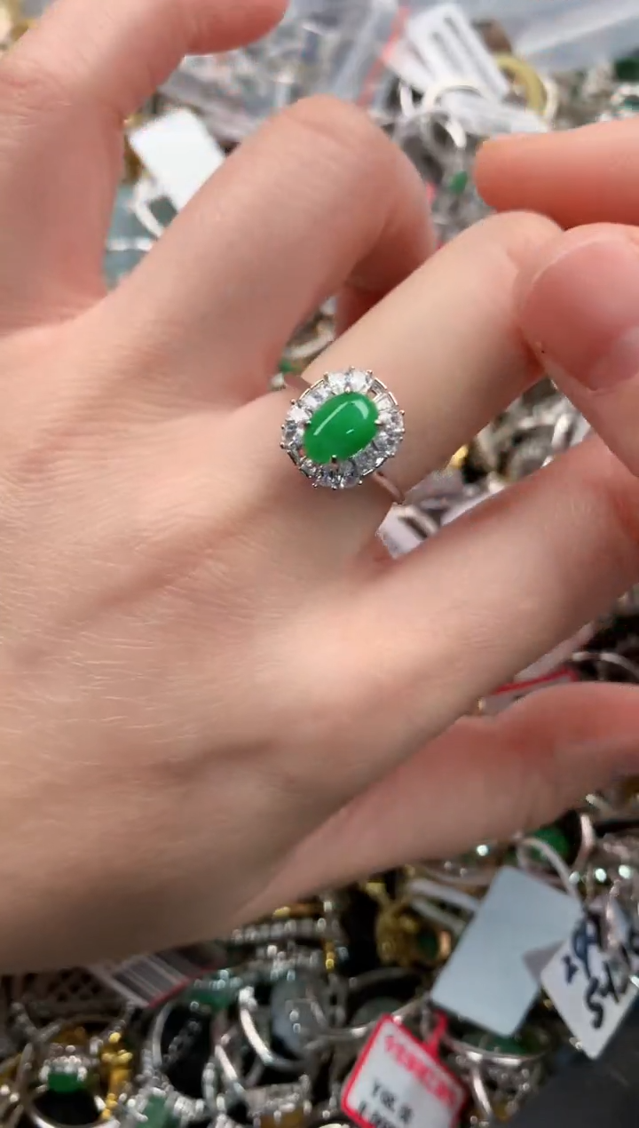银S925镶嵌戒指翡翠222   6
