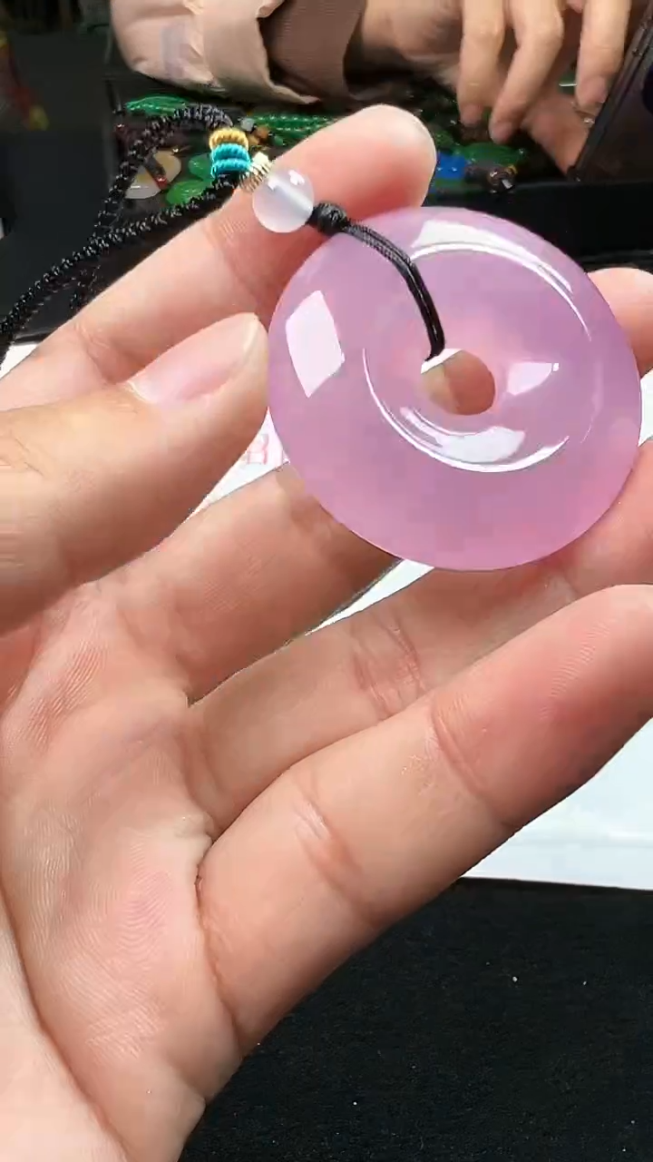 【闪购商品】玛瑙/玉髓颈饰未镶嵌3070冰紫平安扣带绳多样性发一