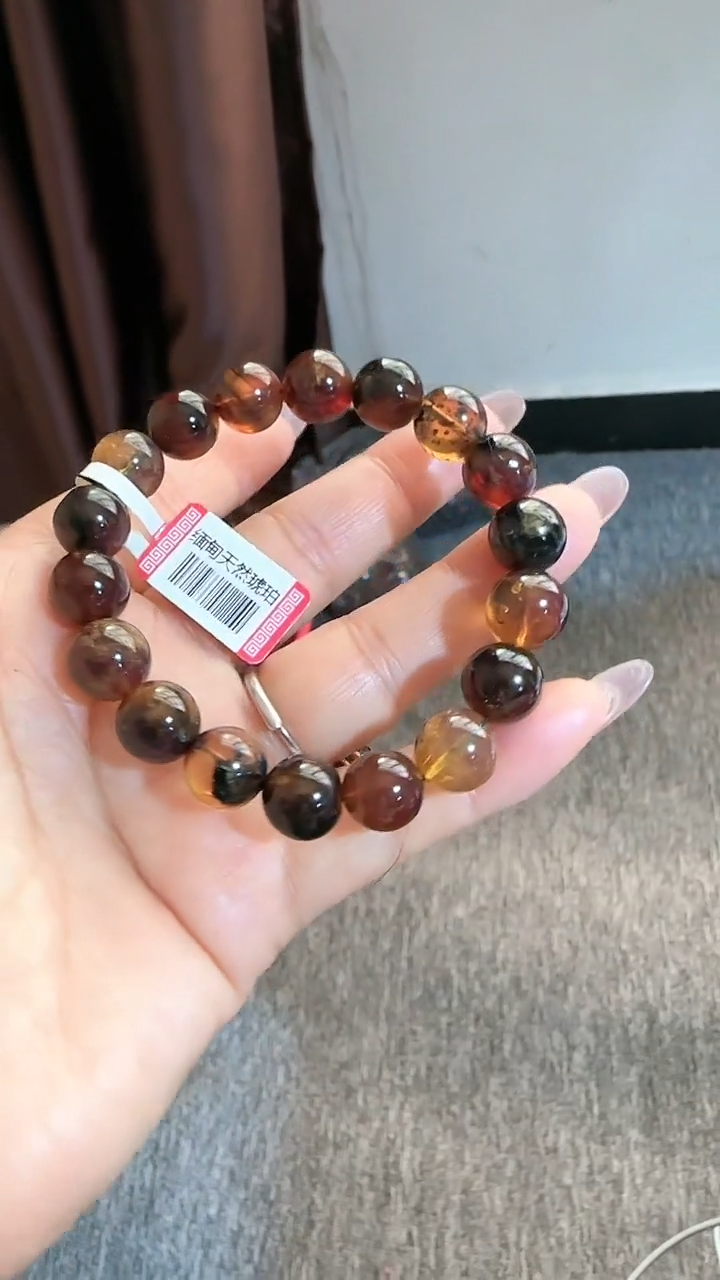 【闪购商品】琥珀手链未镶嵌规格11微瑕多宝手串#18