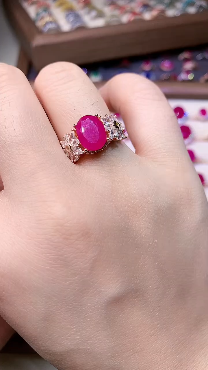 【闪购商品】红宝石戒指银S925镶嵌0000