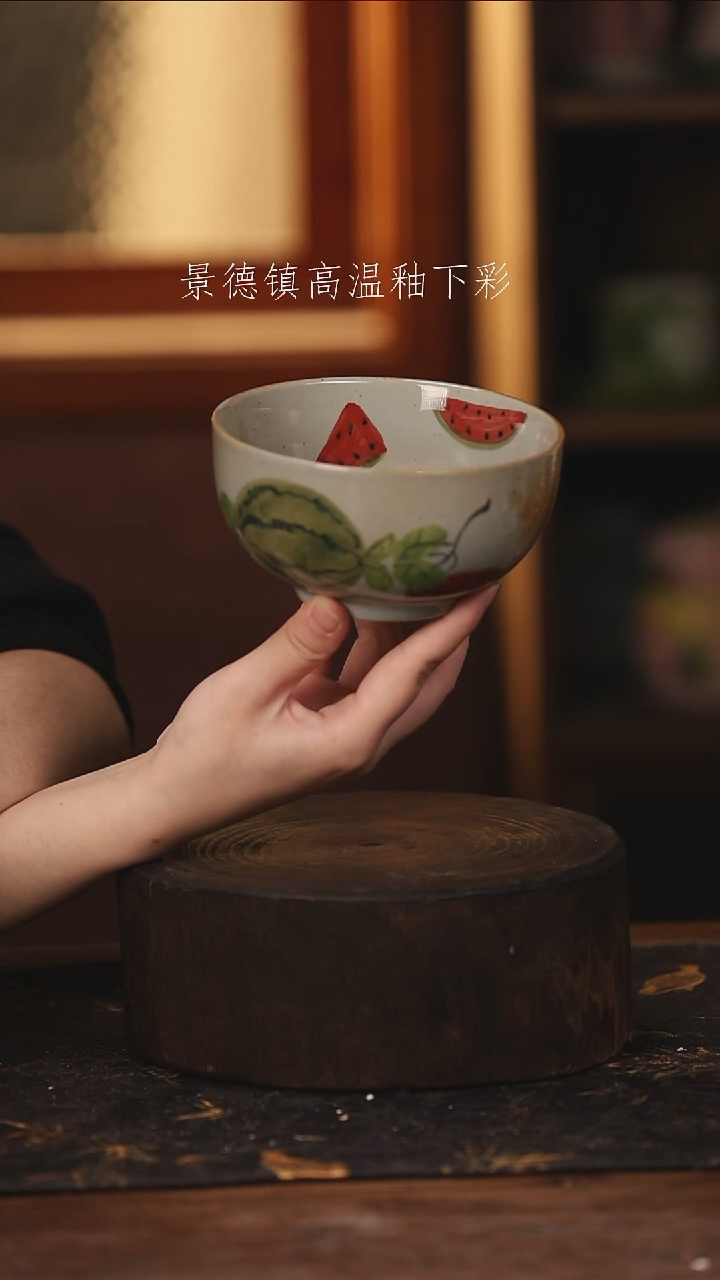 陶瓷景德镇高温釉下手绘陶瓷@L499@